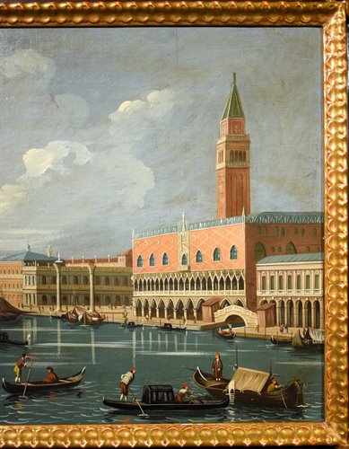 Coppia vedute di Venezia e Roma